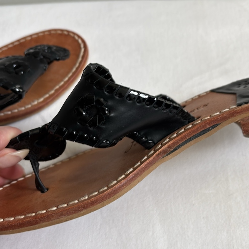 Jack Rogers Jack flat sandal in black patent leather - Picture 4 of 8